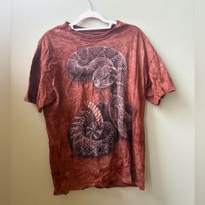 The Mountain Rattlesnake Graphic Tie Dye T-Shirt Rust Brown Nature Wildlife L
